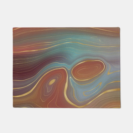 Autumn Strata | Terra Cotta Blauwgroen en Gold Aga Deurmat (Voorkant)