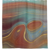 Autumn Strata | Terra Cotta Blauwgroen en Gold Aga Douchegordijn (Voorkant)