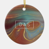 Autumn Strata | Terra Cotta Blauwgroen en Gold Aga Keramisch Ornament (Voorkant)