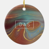 Autumn Strata | Terra Cotta Blauwgroen en Gold Aga Keramisch Ornament (Achterkant)