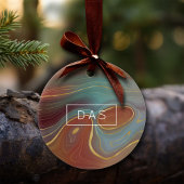 Autumn Strata | Terra Cotta Blauwgroen en Gold Aga Keramisch Ornament