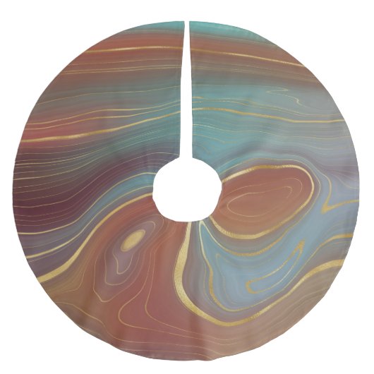 Autumn Strata | Terra Cotta Blauwgroen en Gold Aga Kerstboom Rok (Voorkant)