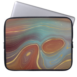 Autumn Strata   Terra Cotta Blauwgroen en Gold Aga Laptop Sleeve