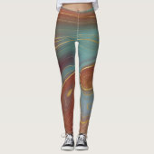 Autumn Strata | Terra Cotta Blauwgroen en Gold Aga Leggings (Voorkant)