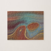 Autumn Strata | Terra Cotta Blauwgroen en Gold Aga Legpuzzel (Horizontaal)