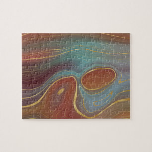 Autumn Strata   Terra Cotta Blauwgroen en Gold Aga Legpuzzel