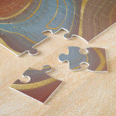 Autumn Strata | Terra Cotta Blauwgroen en Gold Aga Legpuzzel (Zijkant)