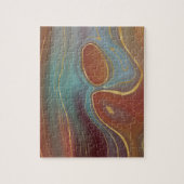 Autumn Strata | Terra Cotta Blauwgroen en Gold Aga Legpuzzel (Verticaal)