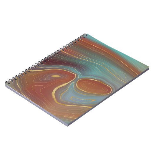 Autumn Strata | Terra Cotta Blauwgroen en Gold Aga Notitieboek (Linkerzijde)