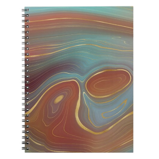 Autumn Strata | Terra Cotta Blauwgroen en Gold Aga Notitieboek (Voorkant)