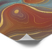 Autumn Strata | Terra Cotta Blauwgroen en Gold Aga Poster (Hoek)