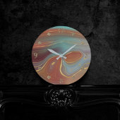 Autumn Strata | Terra Cotta Blauwgroen en Gold Aga Ronde Klok