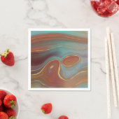 Autumn Strata | Terra Cotta Blauwgroen en Gold Aga Servet (Insitu)