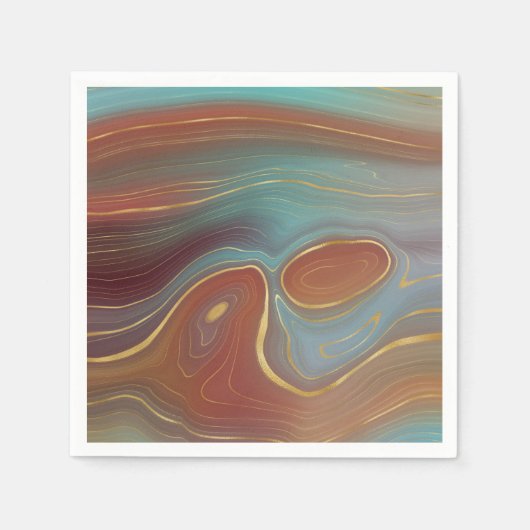 Autumn Strata | Terra Cotta Blauwgroen en Gold Aga Servet (Voorkant)