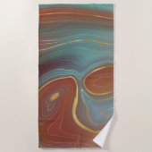 Autumn Strata | Terra Cotta Blauwgroen en Gold Aga Strandlaken (Voorkant)