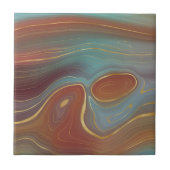 Autumn Strata | Terra Cotta Blauwgroen en Gold Aga Tegeltje (Voorkant)