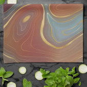 Autumn Strata | Terra Cotta Blauwgroen en Gold Aga Theedoek