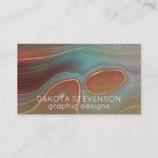 Autumn Strata | Terra Cotta Blauwgroen en Gold Aga Visitekaartje (Voorkant)