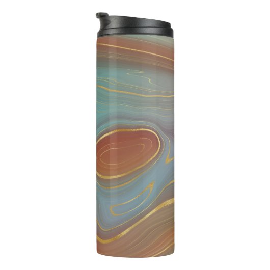 Autumn Strata | Verbrandde Oranje goudhoudende Bla Thermosbeker (Geroteerd rechts)