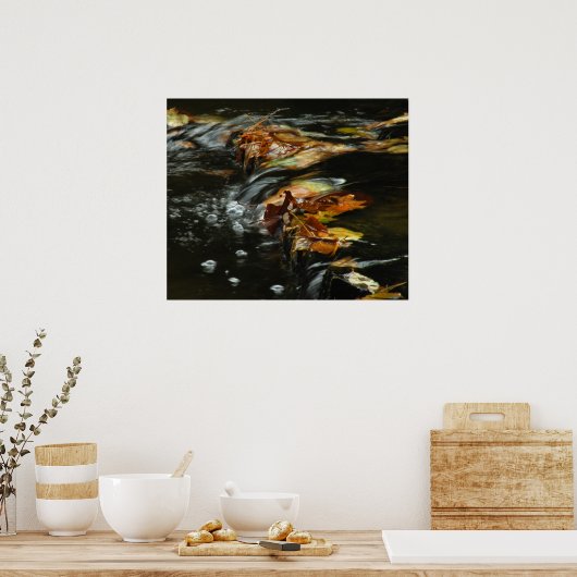 Autumn Stream Cascade Photo Poster (Keuken)