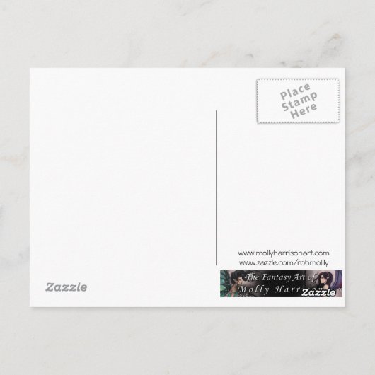 Autumn Stroll Halloween Witch en Black Cat Art Briefkaart (Achterkant)