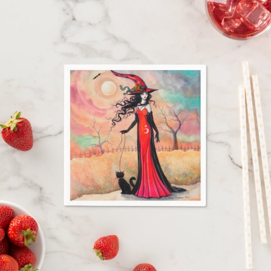 Autumn Stroll Halloween Witch Fantasy Art Servetten (Insitu)