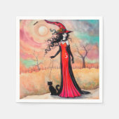 Autumn Stroll Halloween Witch Fantasy Art Servetten (Voorkant)