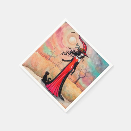 Autumn Stroll Halloween Witch Fantasy Art Servetten (Hoek)