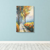 Autumn Stroll Impressionist Pathway Scene Canvas Afdruk (Insitu (Houten vloer))