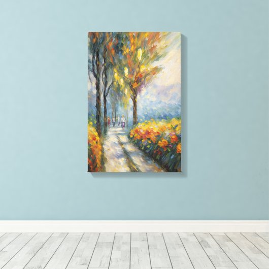 Autumn Stroll Impressionist Pathway Scene Canvas Afdruk (Insitu (Houten vloer))