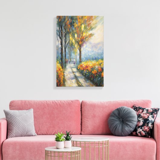 Autumn Stroll Impressionist Pathway Scene Canvas Afdruk (Insitu (Woonkamer))