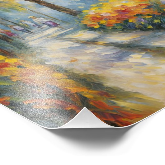 Autumn Stroll Impressionist Pathway Scene Foto Afdruk (Hoek)