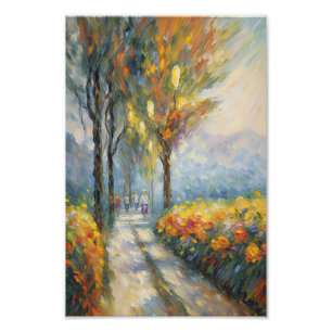 Autumn Stroll Impressionist Pathway Scene Foto Afdruk