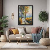 Autumn Stroll Impressionist Pathway Scene Perfect Poster