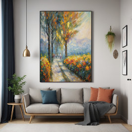 Autumn Stroll Impressionist Pathway Scene Perfect Poster