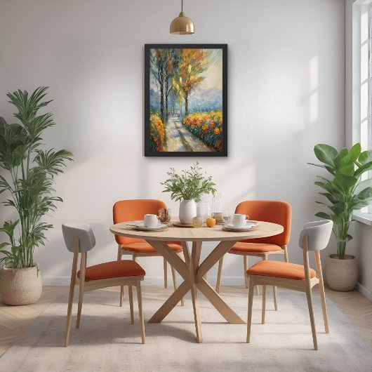 Autumn Stroll Impressionist Pathway Scene Perfect Poster