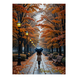 Autumn Stroll – Path of Golden Leaves Perfect Poster