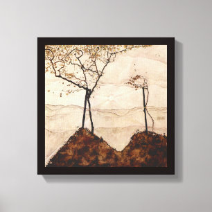 Autumn Sun en Trees van Egon Schiele,  kunst Canvas Afdruk