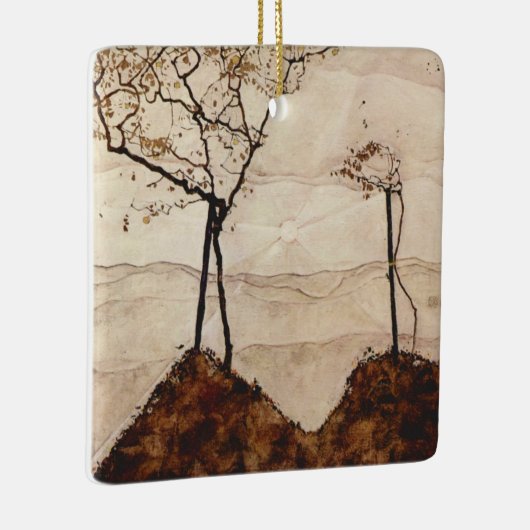 Autumn Sun en Trees van Egon Schiele,  kunst Keramisch Ornament (Rechts)