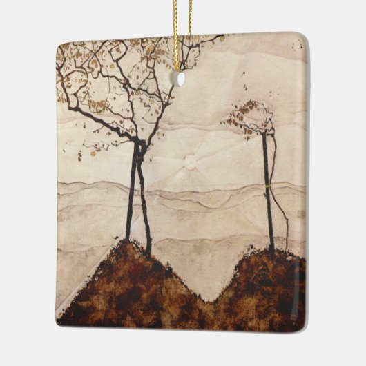 Autumn Sun en Trees van Egon Schiele, kunst Keramisch Ornament (Links)