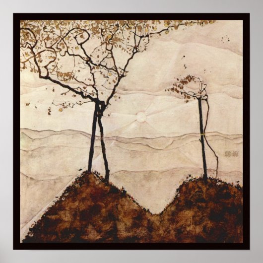 Autumn Sun en Trees van Egon Schiele, kunst Poster (Voorkant)