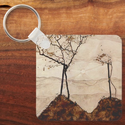 Autumn Sun en Trees van Egon Schiele, kunst Sleutelhanger (Voorkant)