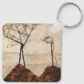 Autumn Sun en Trees van Egon Schiele, kunst Sleutelhanger (Achterkant)
