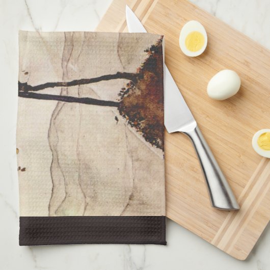 Autumn Sun en Trees van Egon Schiele, kunst Theedoek (Quarter Fold)