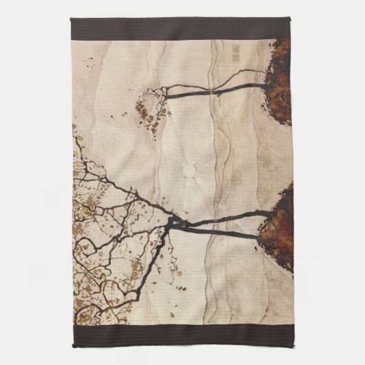 Autumn Sun en Trees van Egon Schiele, kunst Theedoek (Verticaal)