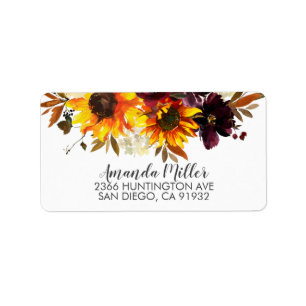 Autumn Sunflower Bouquet Return Address Etiket