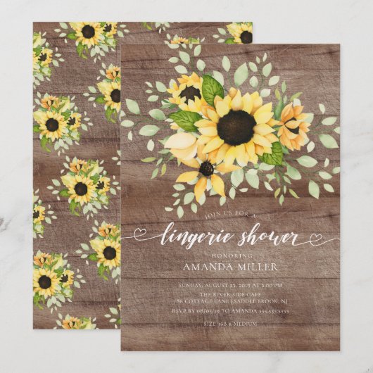 Autumn Sunflower Bridal Lingerie Shower Kaart (Voorkant / Achterkant)