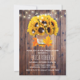 Autumn Sunflower Mason Jar Rustic Vrijgezellenfees Kaart