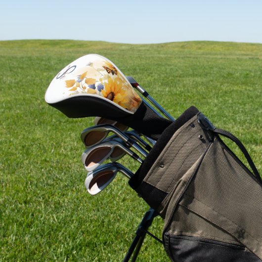 Autumn Sunflower Monogram Golfheadcover (Insitu)