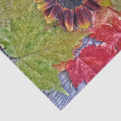 Autumn Sunflower Red Yellow Maple Leaves Wood Tissuepapier (Detail)